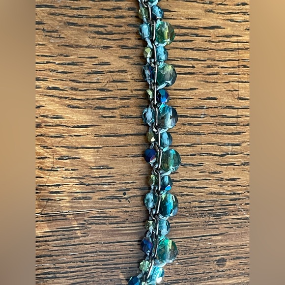 Holly Yashi faceted beads macraméd on a silver chain. 925SS. 16”+2” extension. - Picture 5 of 7